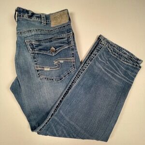 Silver Jeans Gordie EMC Denim Jeans Relaxed Fit Distressed W36 L30‎